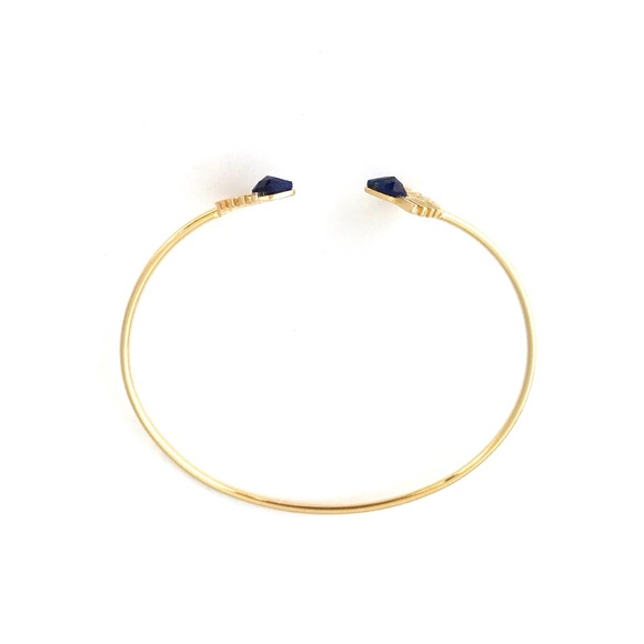 Fan Bangle with Navy Marbelized Stone - Picture 4 of 8